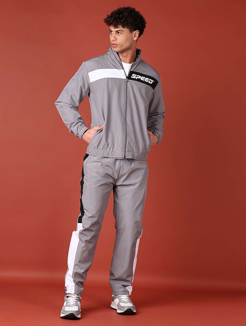 men color block full length track suit