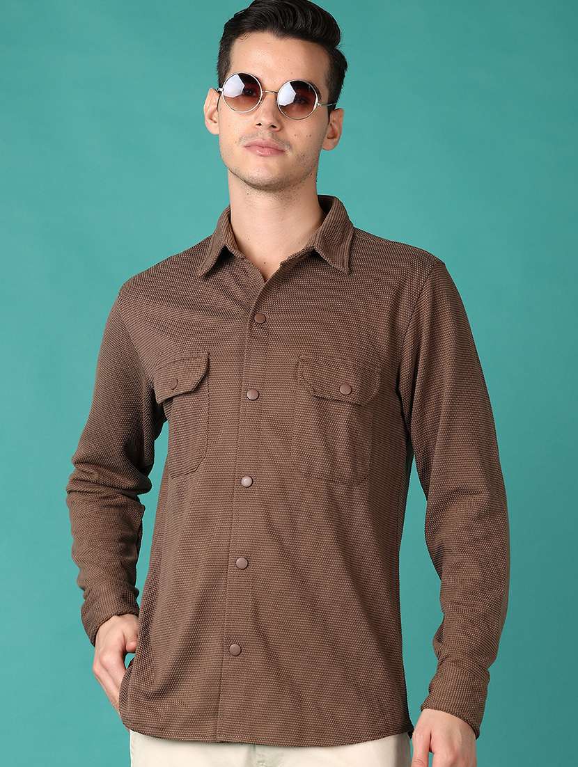 men solid long sleeve casual shirt