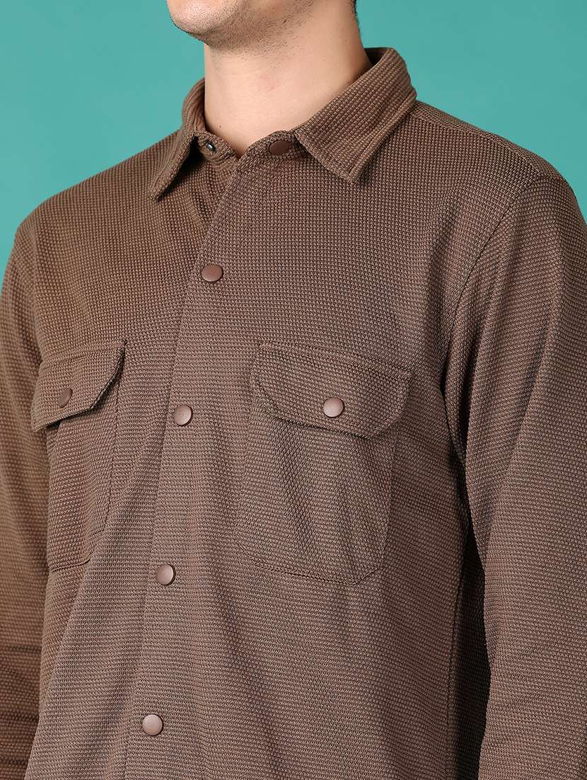 men solid long sleeve casual shirt - 21569650 -  Standard Image - 3