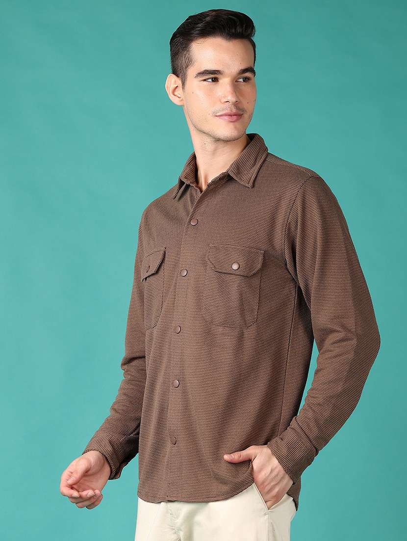 men solid long sleeve casual shirt - 21569650 -  Standard Image - 5