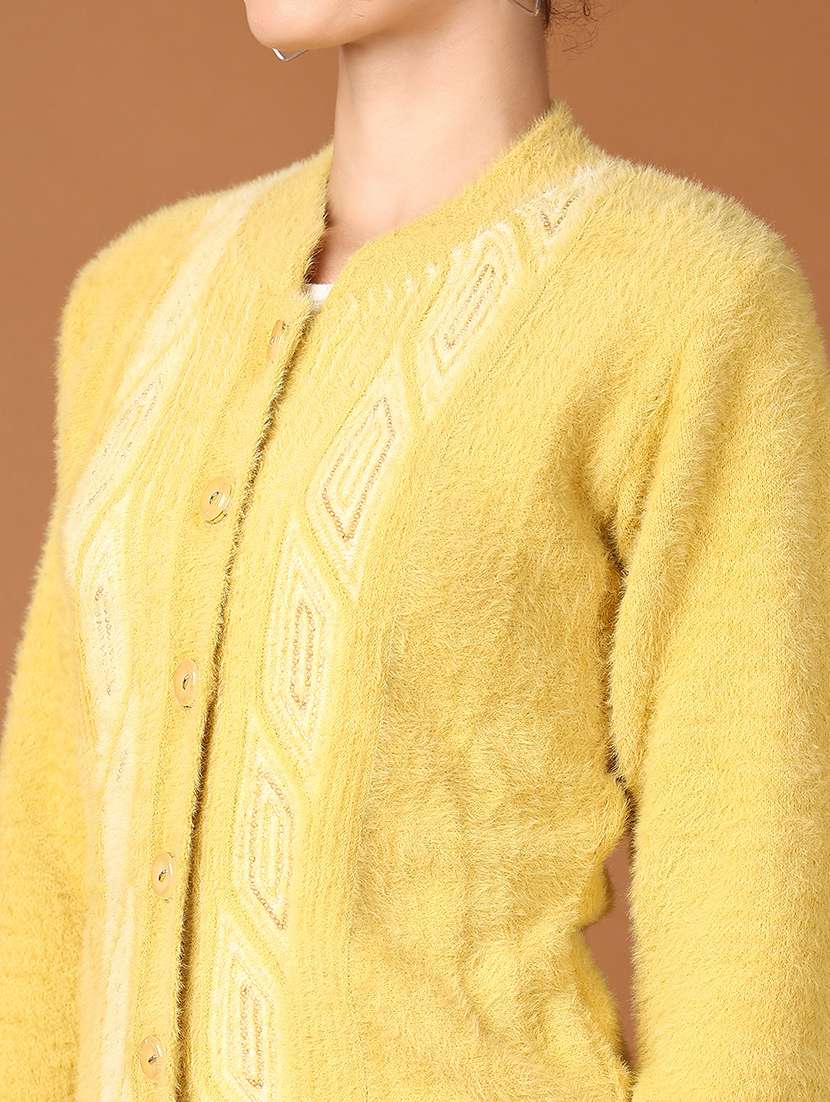 women self design long sleeve cardigan - 21569653 -  Standard Image - 3