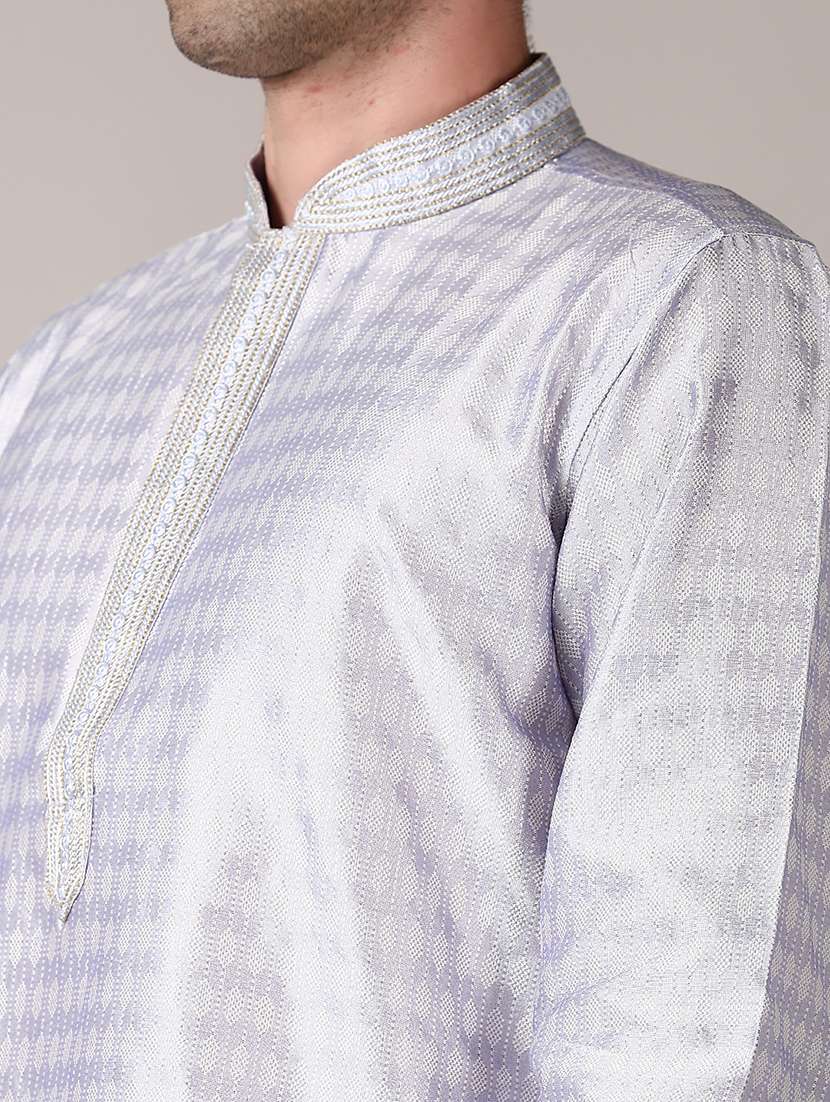 men lavender self design kurta pyjama ethnic wear set - 21569670 -  Standard Image - 5