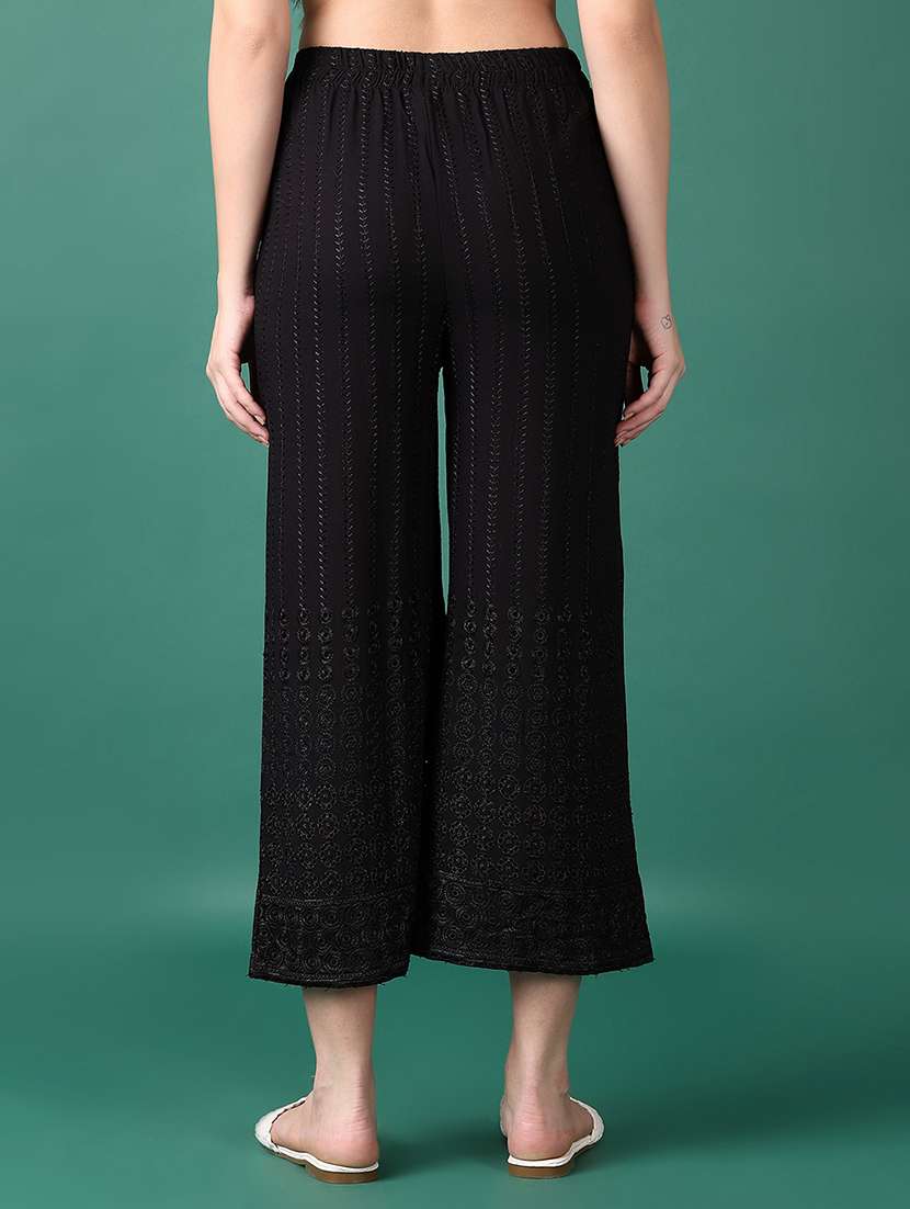women black embroidered palazzo - 21569695 -  Standard Image - 3