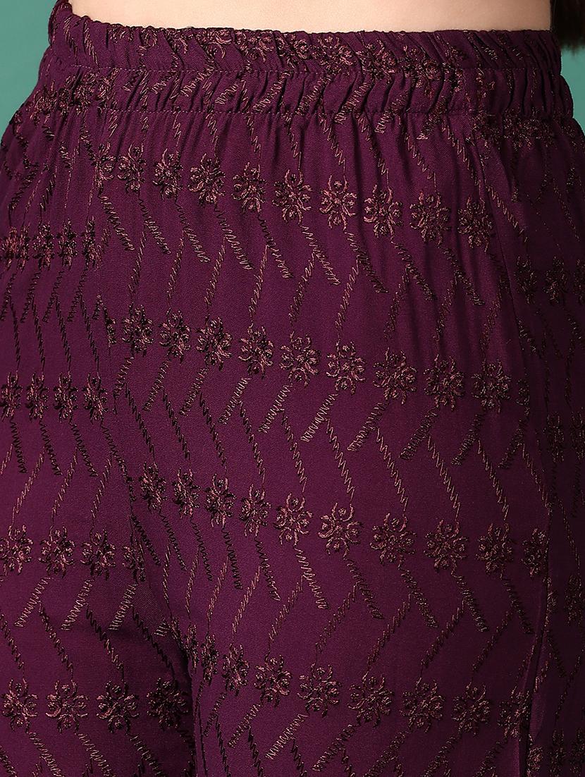 women purple embroidered palazzo - 21569696 - Standard Image - 5
