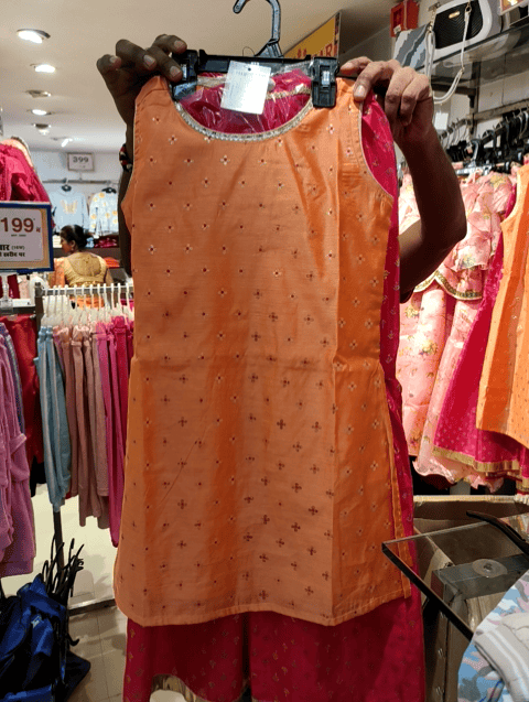 orange chanderi frock - 21569723 - Zoom Image - 0