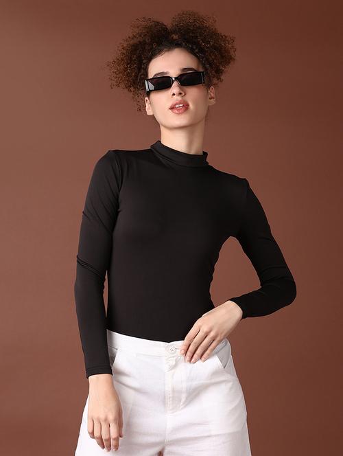 women solid long sleeve bodysuit top - 21569726 -  Standard Image - 0