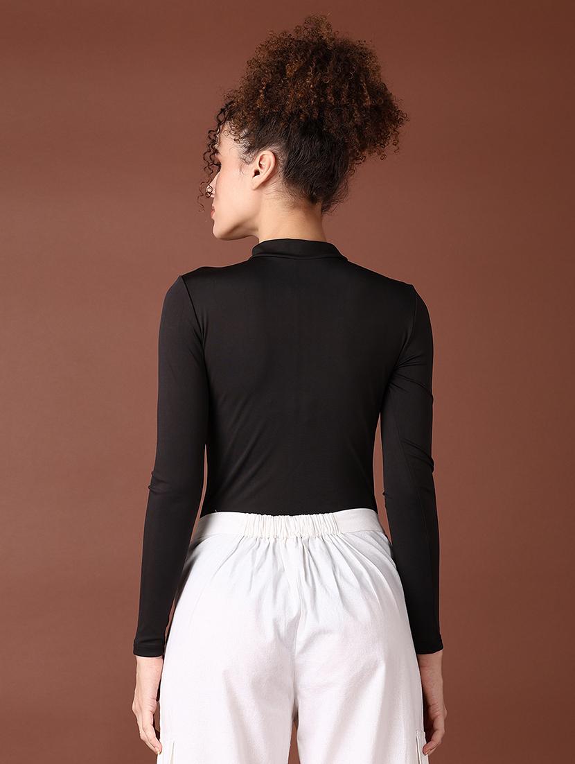 women solid long sleeve bodysuit top - 21569726 - Standard Image - 3