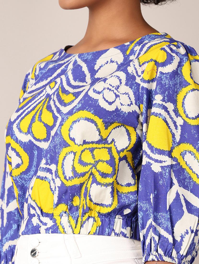 women printed puff sleeves crop top - 21569741 - Standard Image - 5