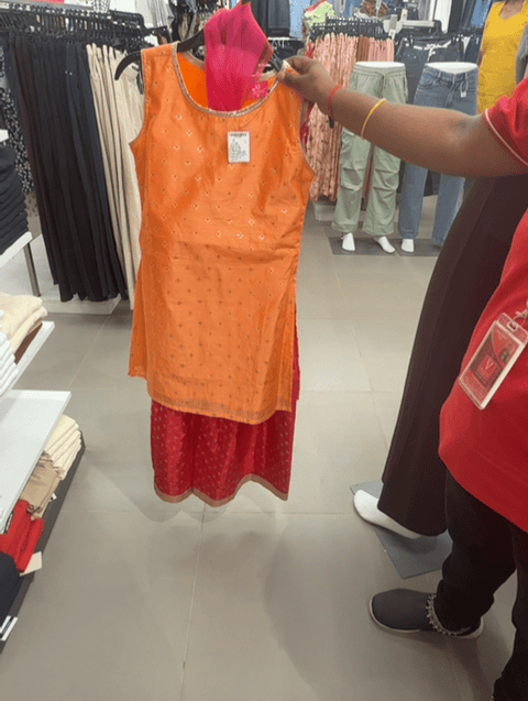 orange chanderi frock - 21569749 - Zoom Image - 0