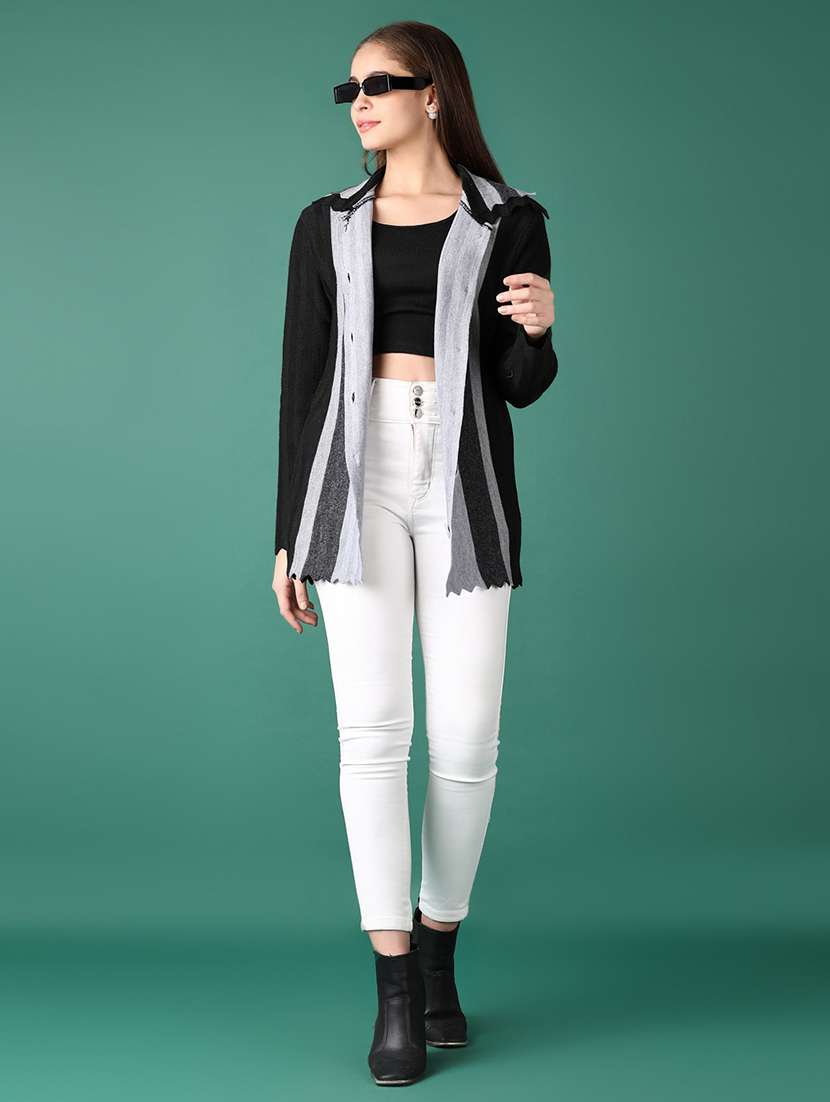 women striped long sleeve cardigan - 21569756 -  Standard Image - 3