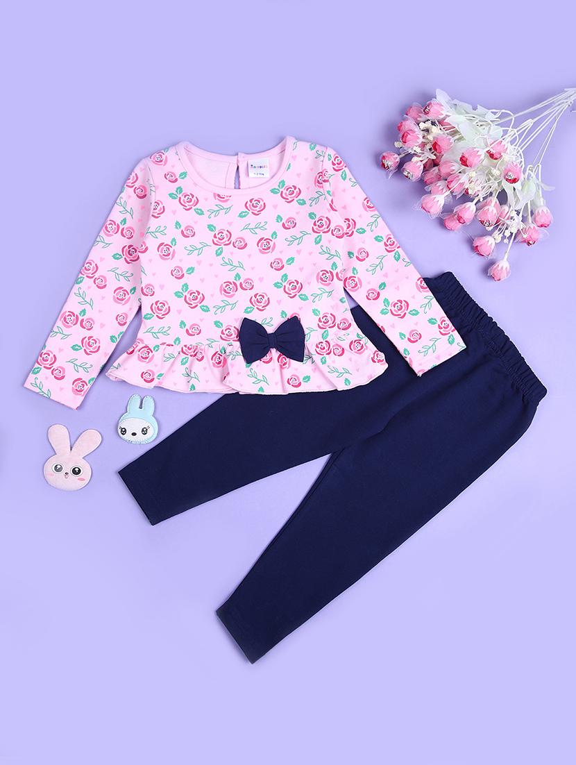 girls florals printed top & leggings full length set - 21569820 - Zoom Image - 0