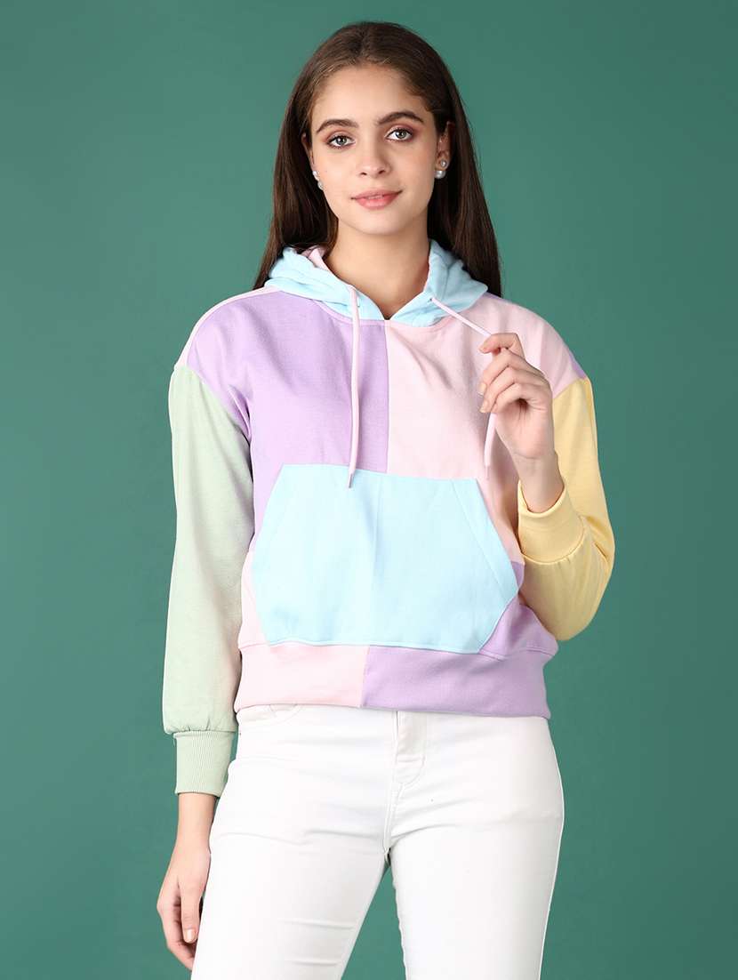 women color block long sleeve sweatshirt