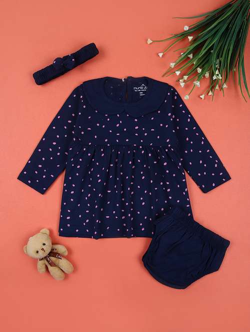 girls printed frock with headband & panty - 21569852 - Standard Image - 0