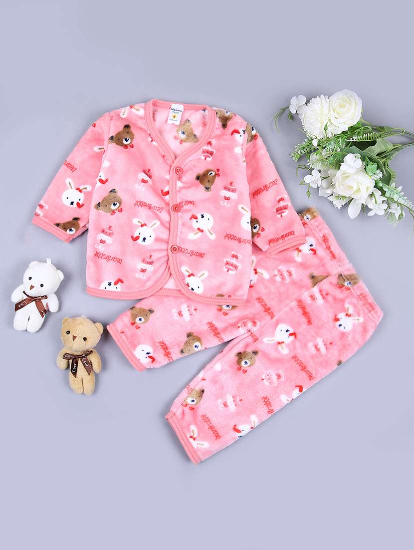 girls printed winterwear full length set