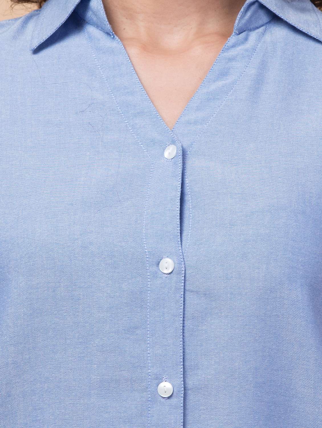 women solid light blue long sleeve shirt - 21570345 - Standard Image - 3