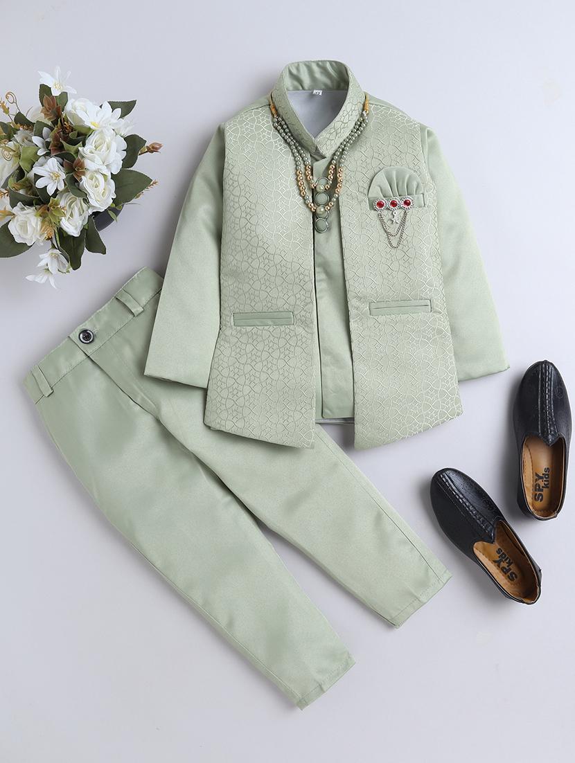 boys self design 3 pcs sherwani set - 21570392 -  Zoom Image - 0