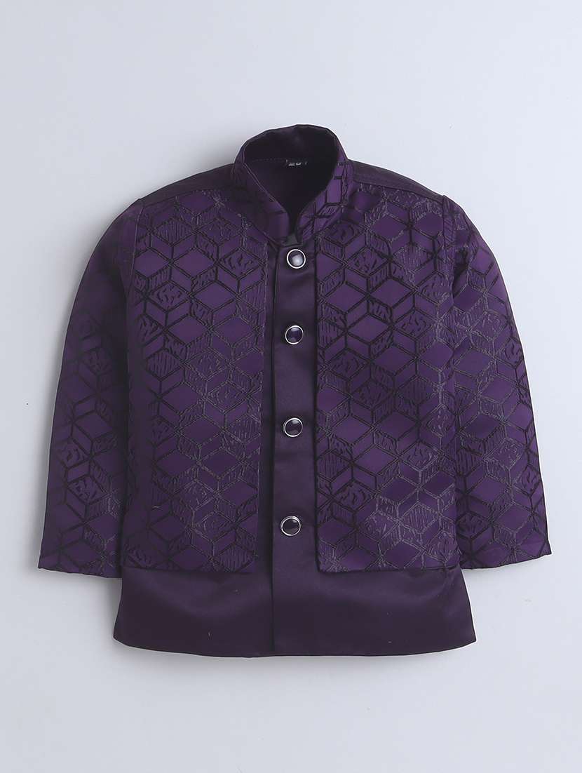 boys embroidered 3 pcs sherwani set - 21570434 -  Standard Image - 3