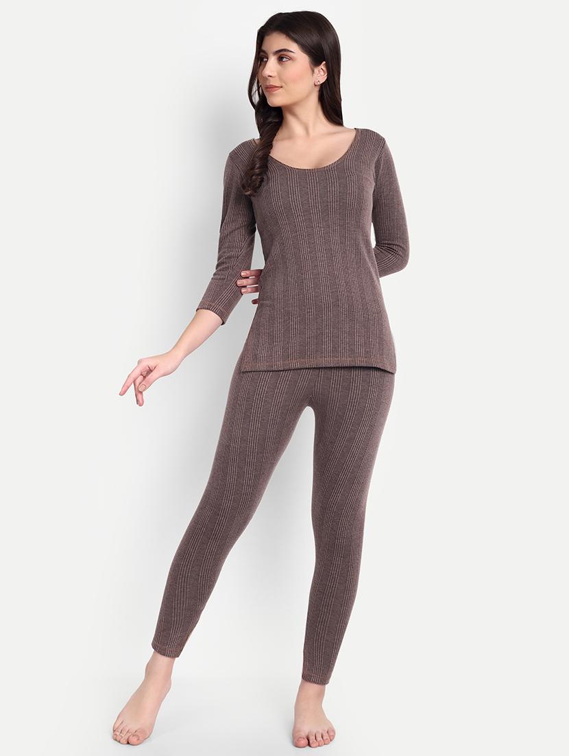 women solid long sleeve scoop neck thermal top - 21570590 - Standard Image - 3