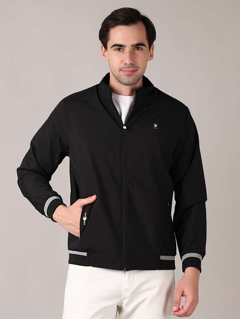 men solid long sleeve bomber jacket
