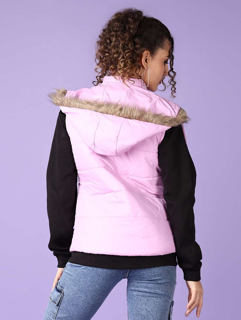 women solid sleeveless quilted jacket - 21570732 -  Standard Image - 3