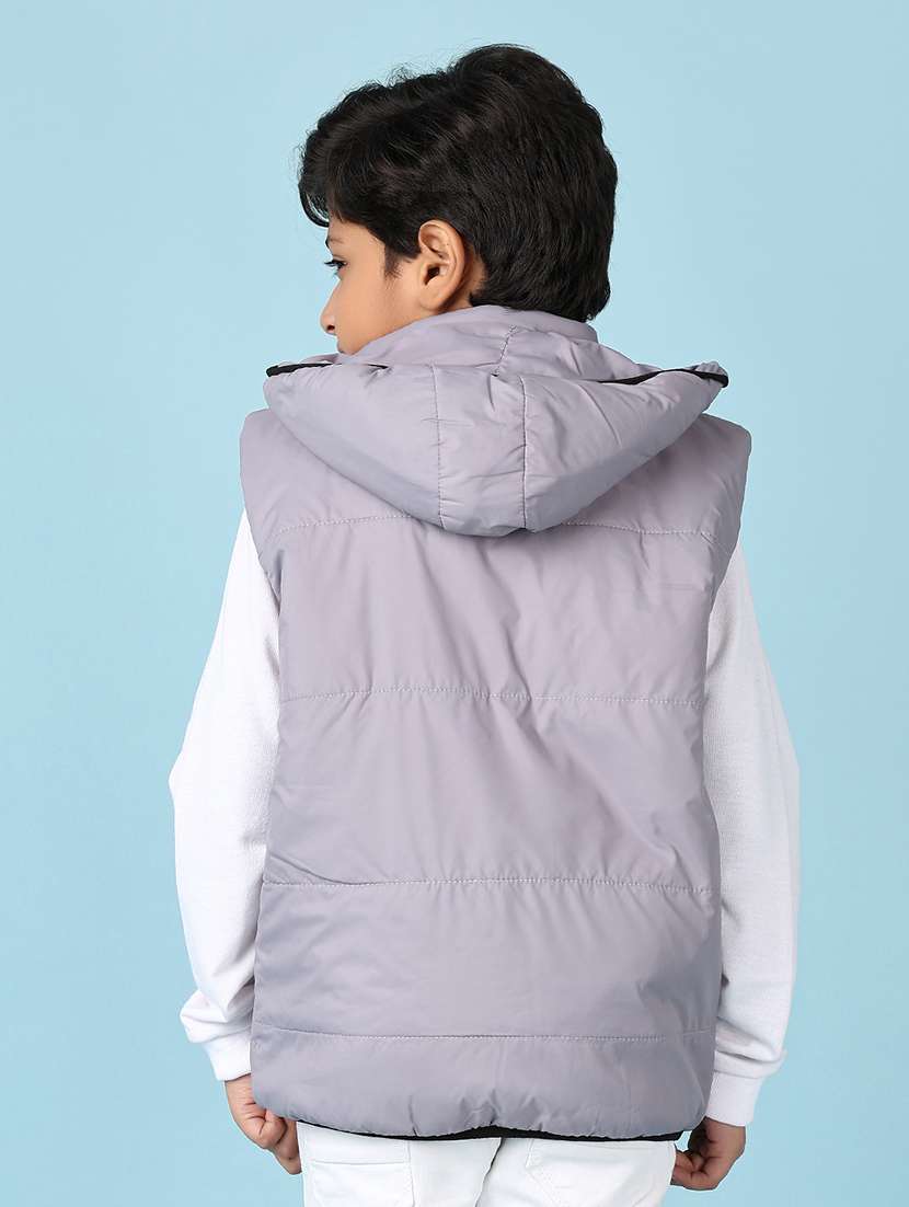 boys solid sleeveless hooded bomber jacket - 21570756 -  Standard Image - 3