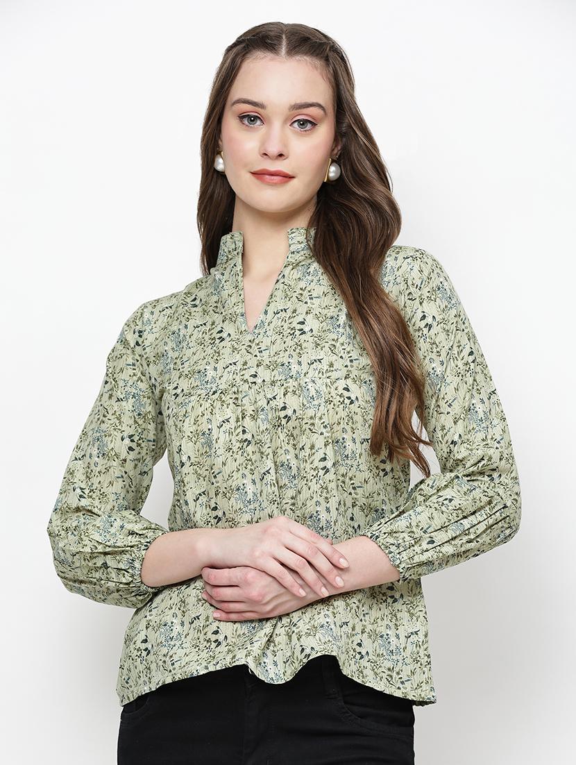women floral printed mandarin neck top - 21570892 - Zoom Image - 0