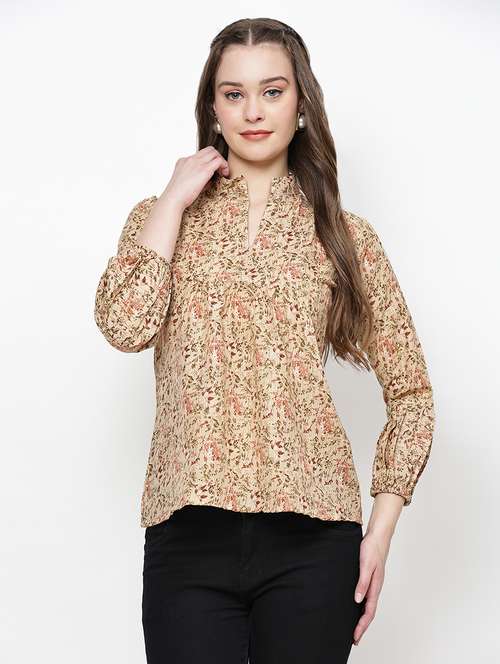 women floral printed mandarin neck top - 21570893 -  Standard Image - 0