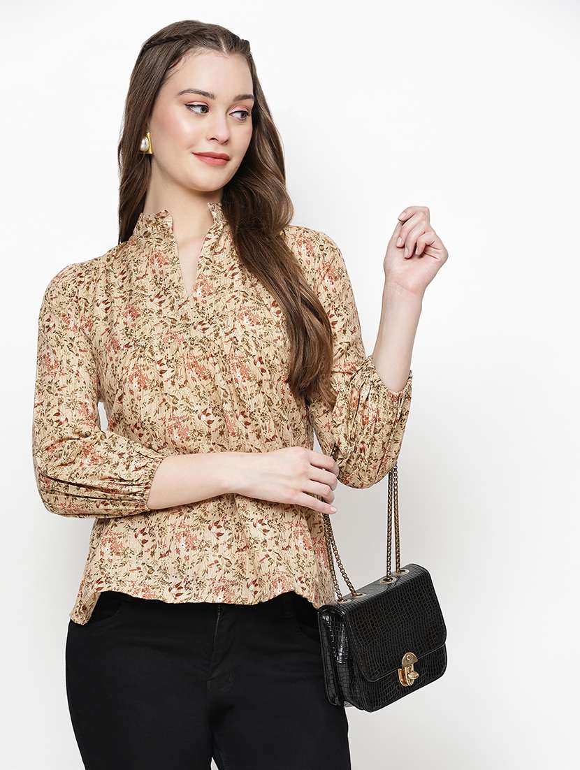 women floral printed mandarin neck top - 21570893 - Standard Image - 3