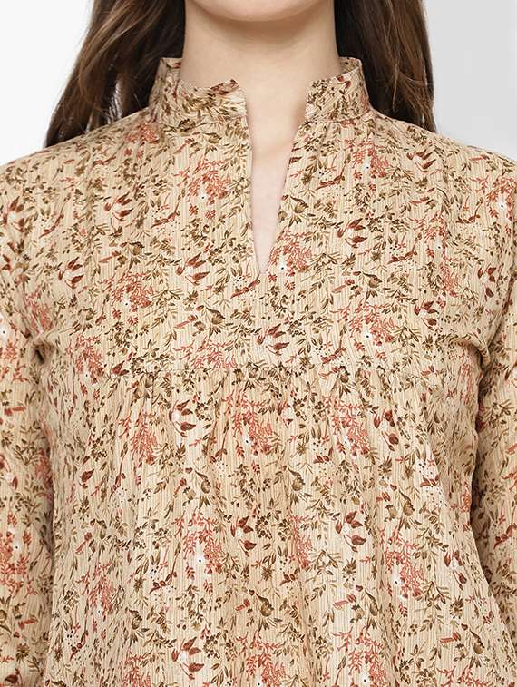women floral printed mandarin neck top - 21570893 - Standard Image - 5