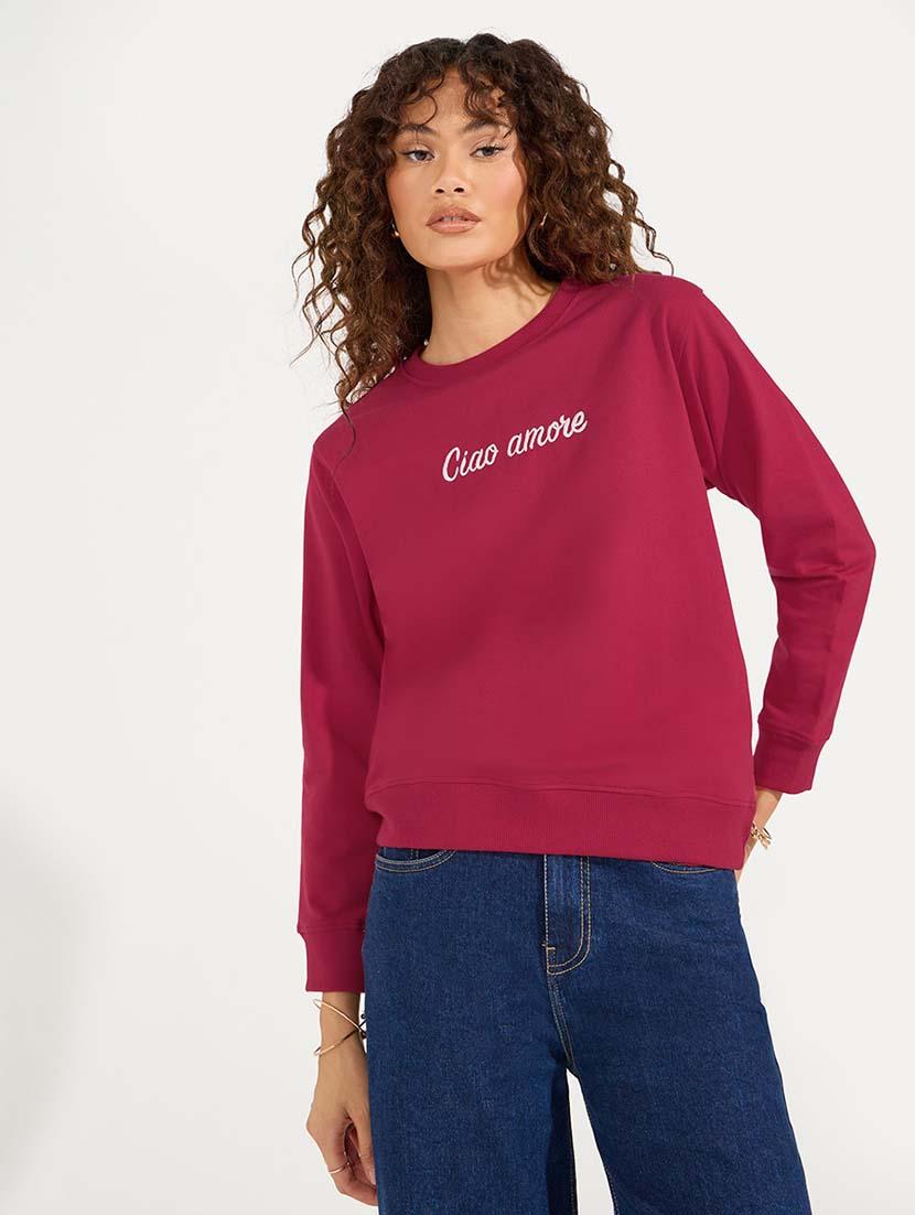 women long sleeved chest print sweatshirt - 21571392 - Zoom Image - 0