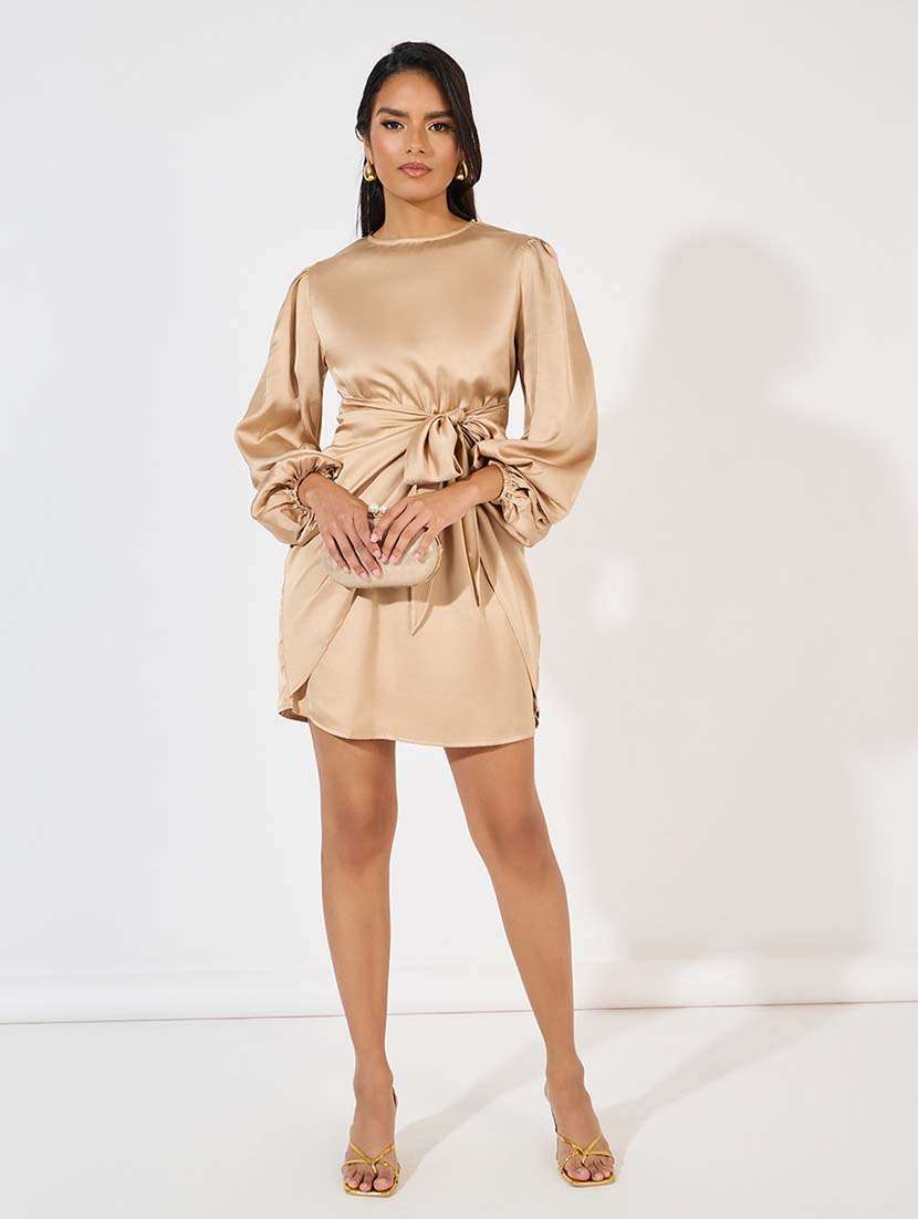 women nude solid sheath dress