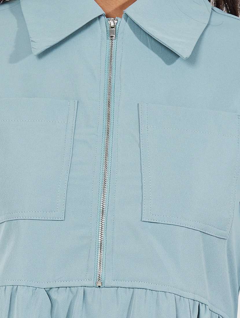 women light blue solid a-line dress - 21571430 -  Standard Image - 5