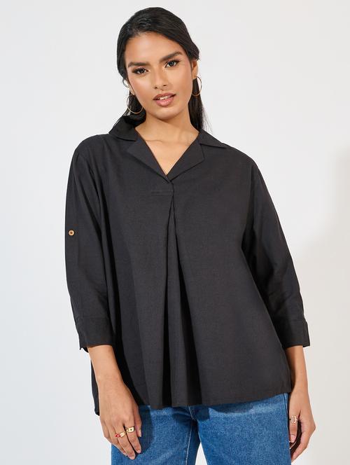 women collared solid regular shirt - 21571458 - Standard Image - 0