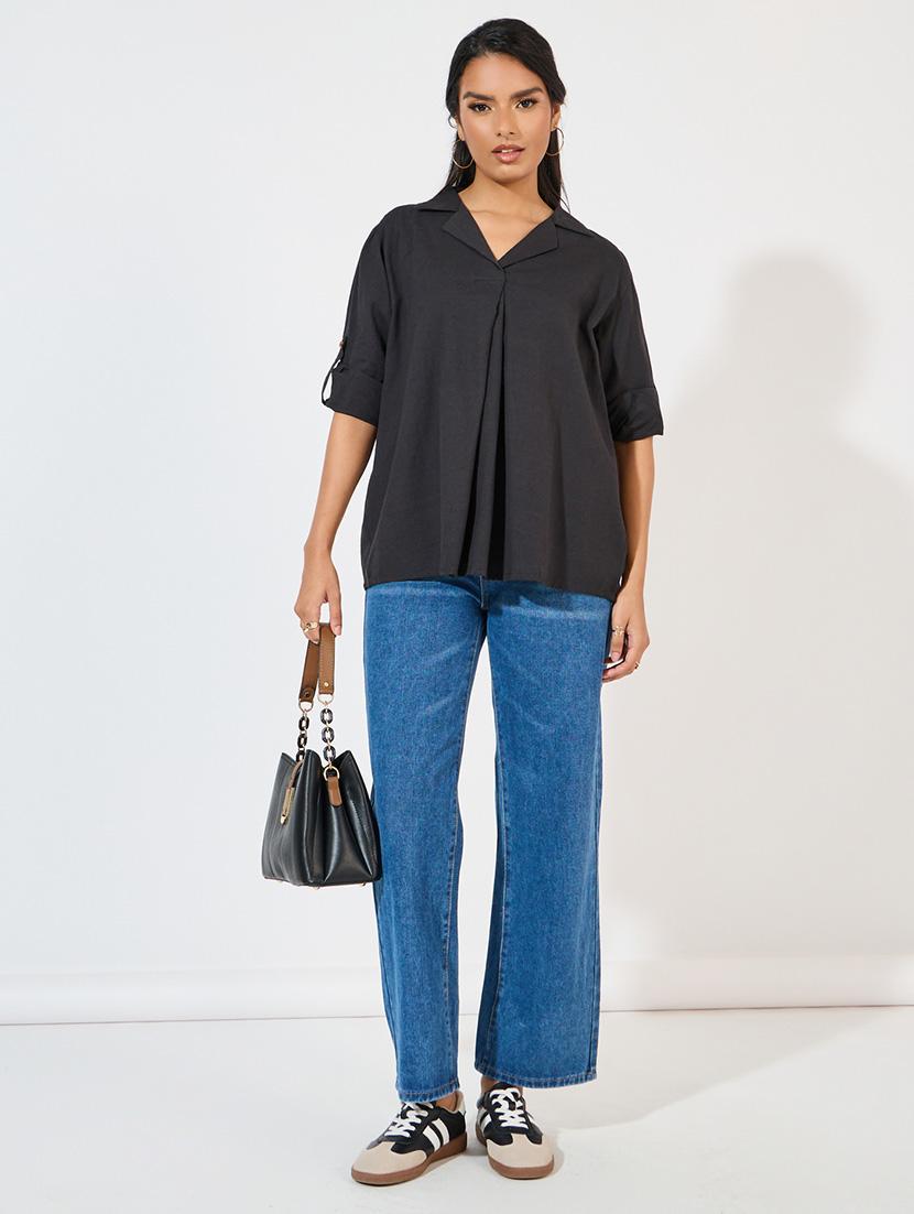 women collared solid regular shirt - 21571458 - Standard Image - 3