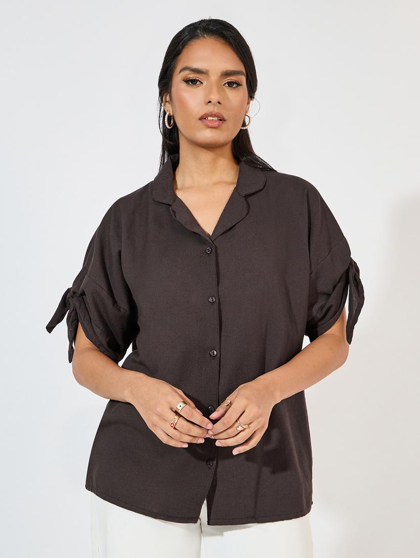 women collared solid regular shirt - 21571460 -  Zoom Image - 0