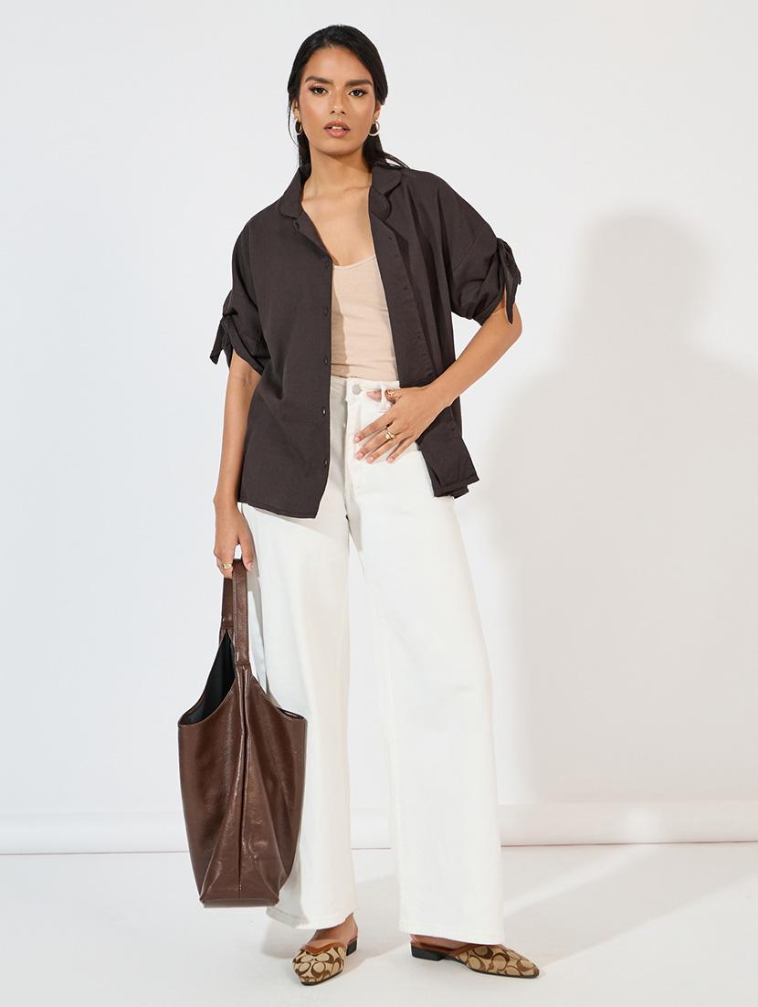 women collared solid regular shirt - 21571460 - Standard Image - 3
