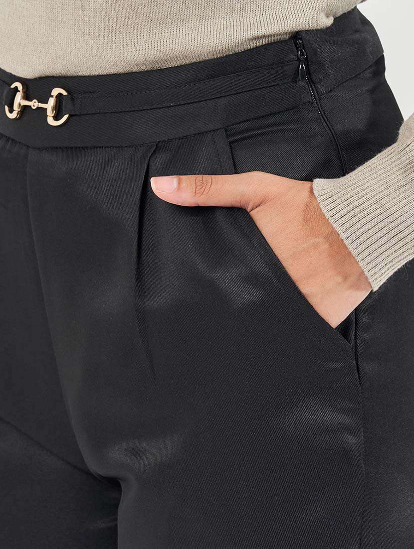 women mid-rise solid wide leg trouser - 21571461 -  Standard Image - 3