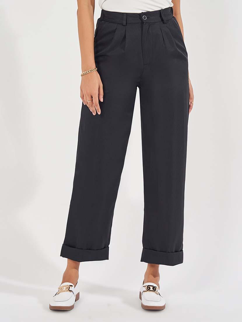 women mid-rise solid wide leg trouser - 21571463 - Zoom Image - 0