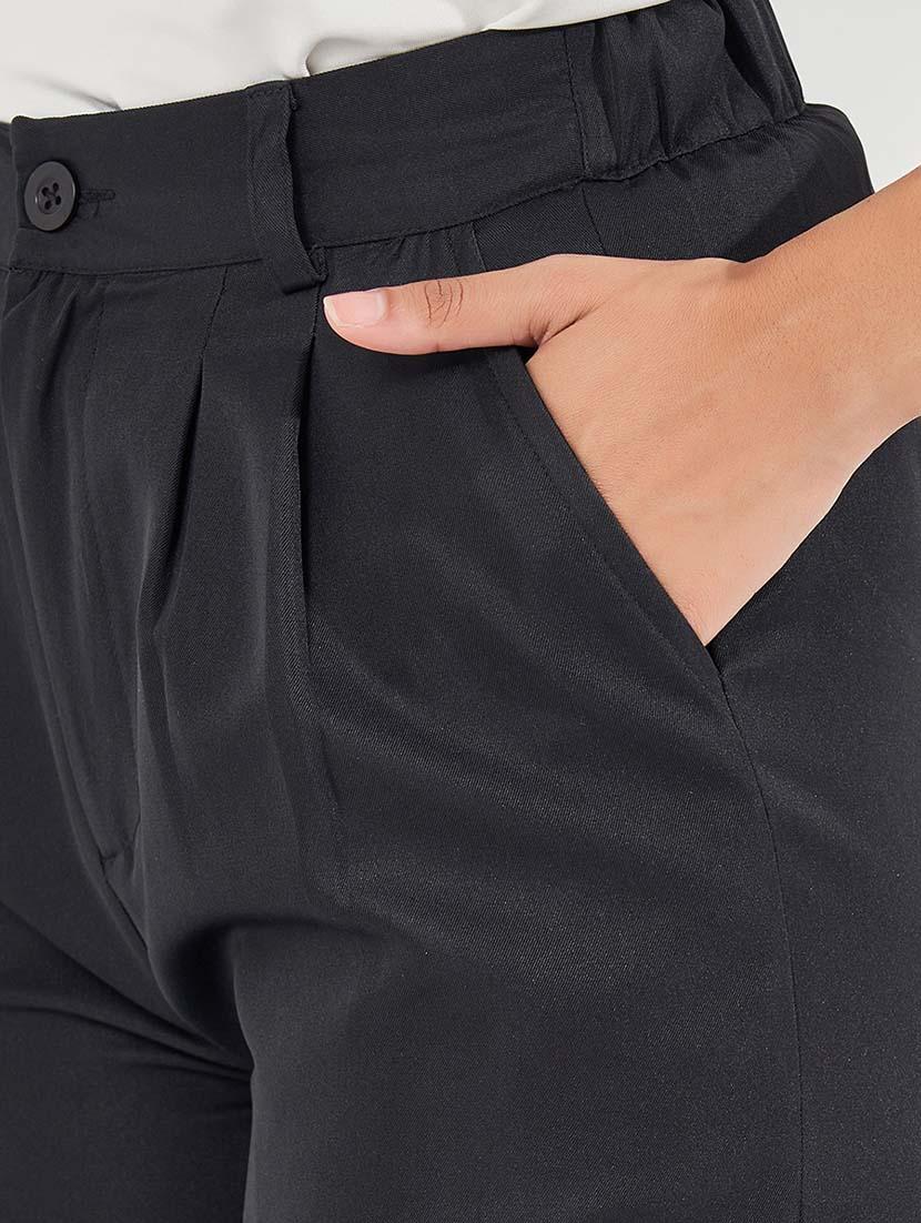 women mid-rise solid wide leg trouser - 21571463 - Standard Image - 3