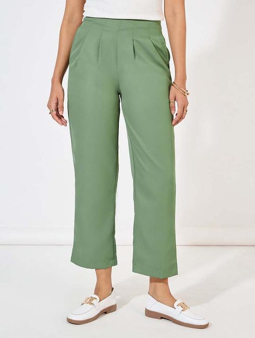women mid-rise solid wide leg trouser - 21571464 - Standard Image - 0