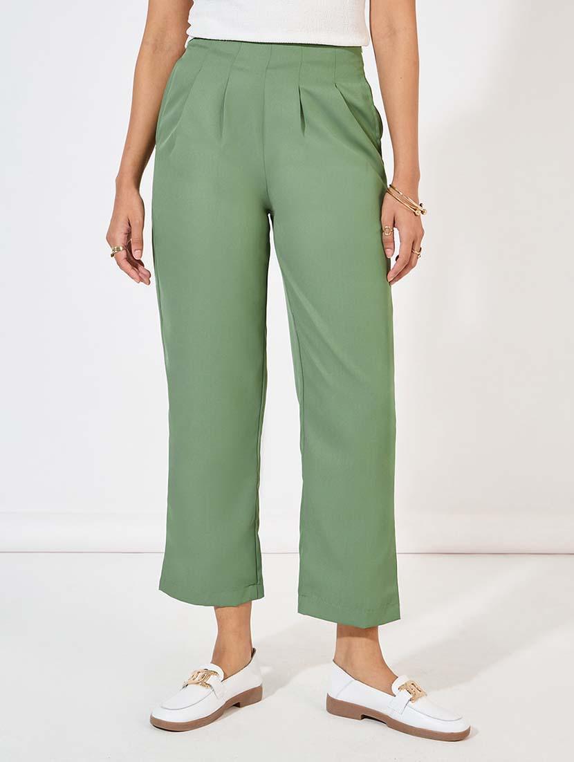 women mid-rise solid wide leg trouser - 21571464 - Zoom Image - 0