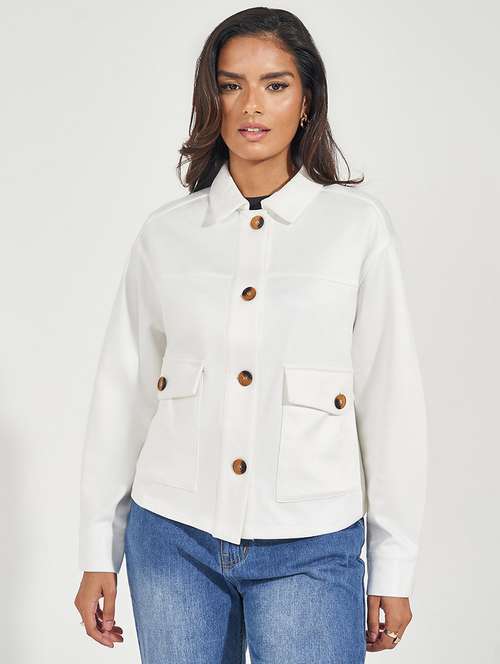 women white solid regular shacket - 21571477 -  Standard Image - 0