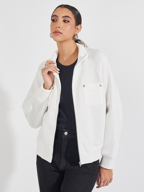 women cream solid long sleeve jacket - 21571484 -  Standard Image - 0