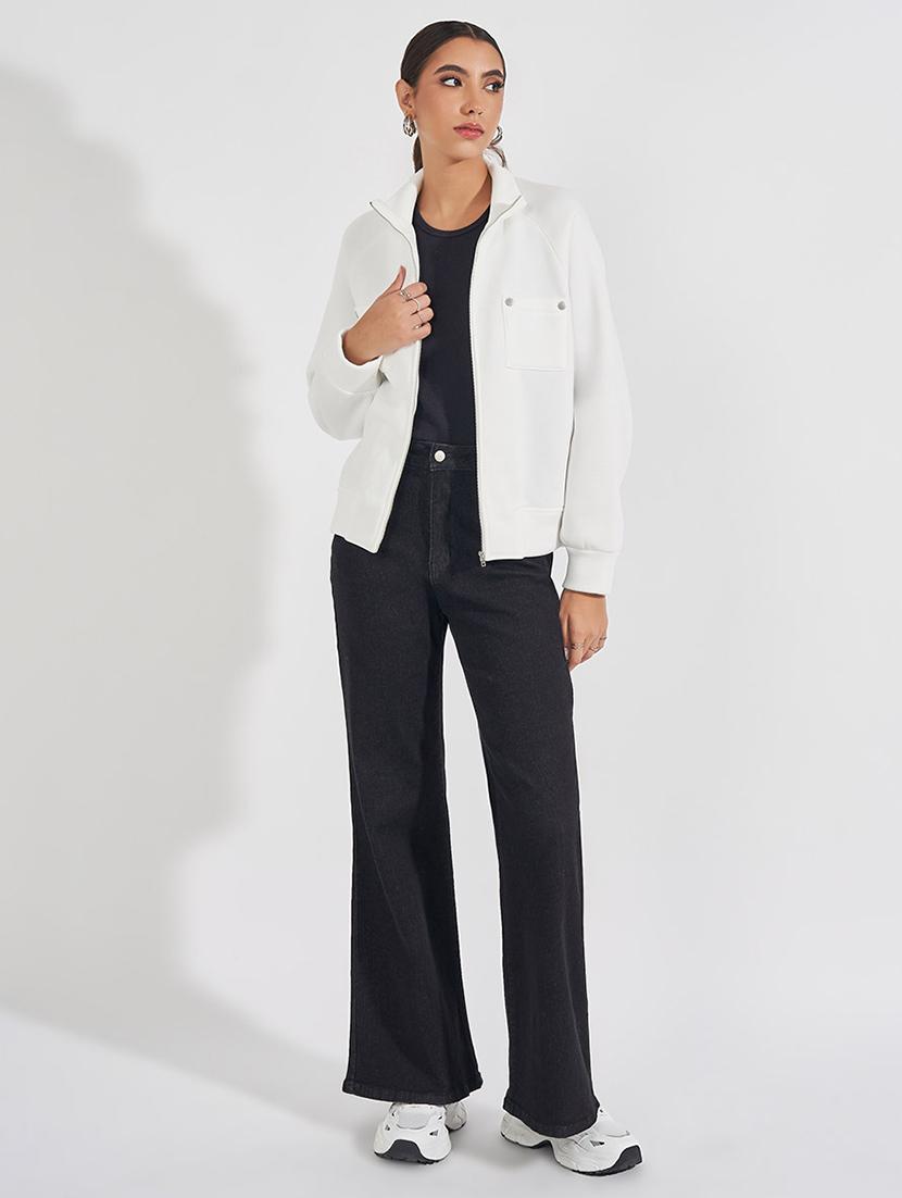 women cream solid long sleeve jacket - 21571484 - Standard Image - 3