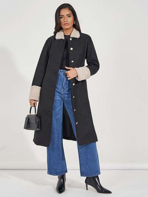 women black solid overcoat  - 21571498 -  Standard Image - 0