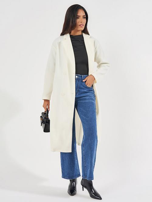 women off-white solid overcoat  - 21571499 -  Standard Image - 0