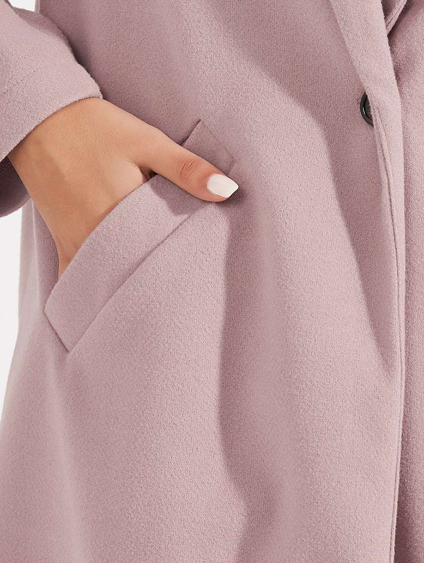 women pink solid overcoat - 21571501 -  Standard Image - 5