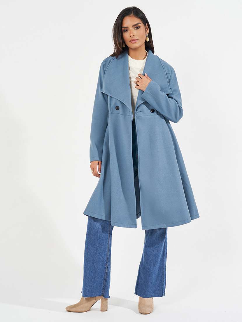 women full sleeve solid overcoat