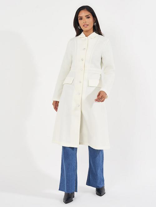 women full sleeve solid overcoat  - 21571503 -  Standard Image - 0