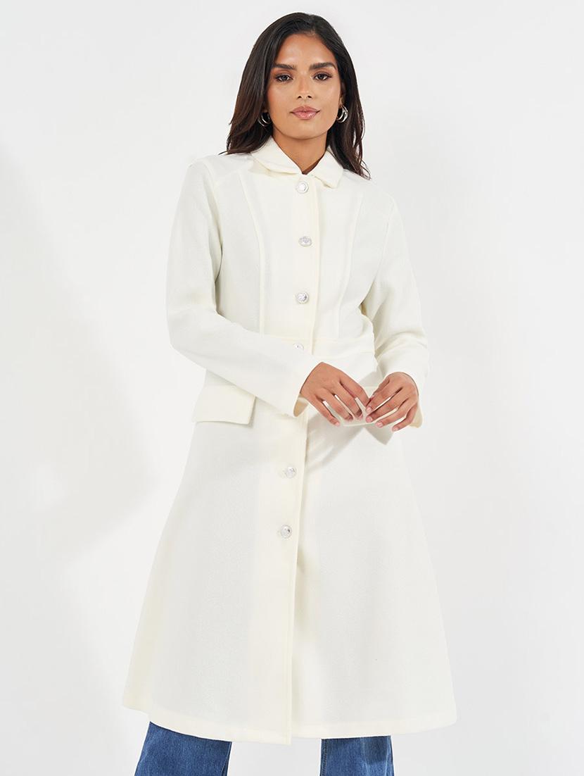 women full sleeve solid overcoat - 21571503 - Standard Image - 3